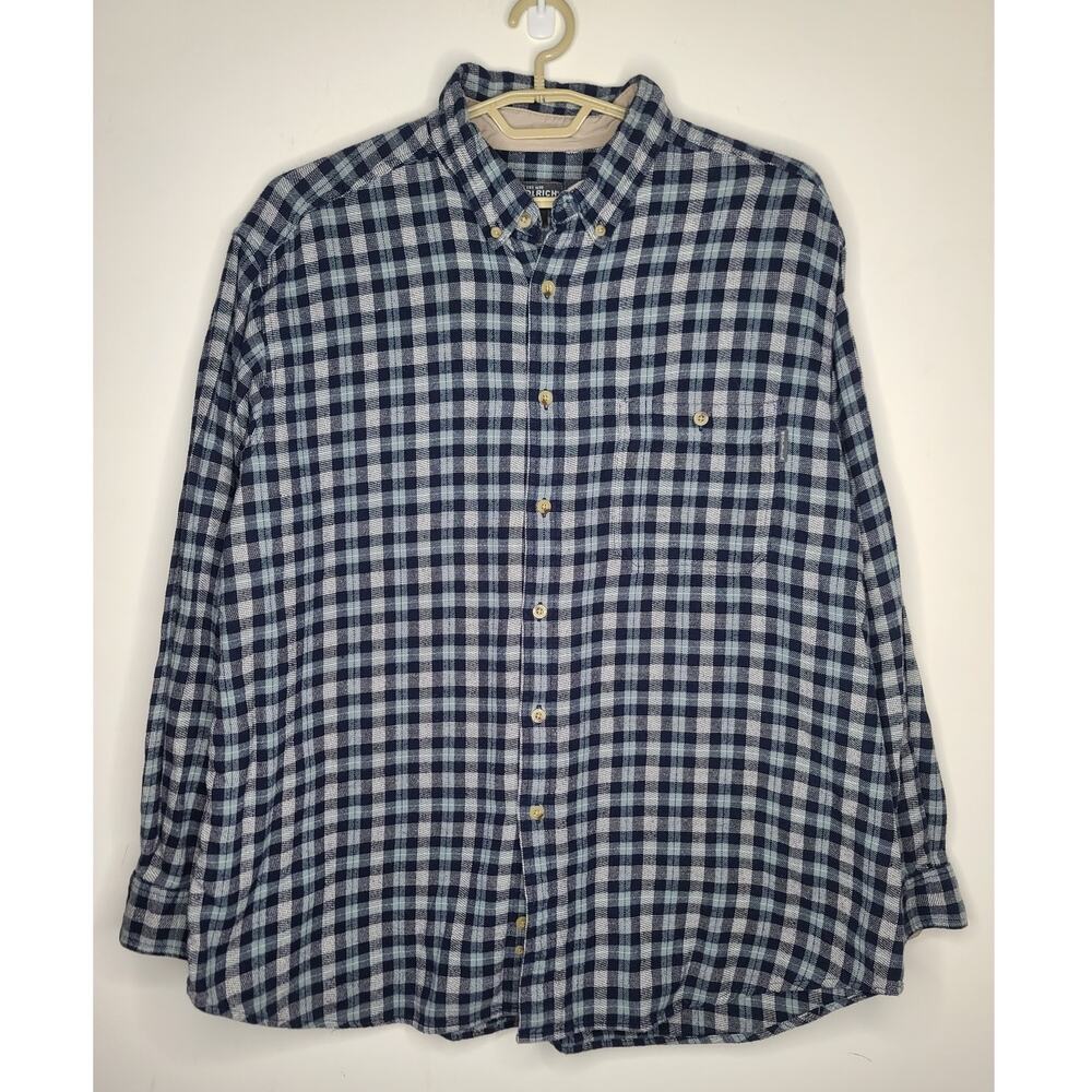Woolrich blue grey plaid cotton long sleeve button down shirt - 2XL / XXL